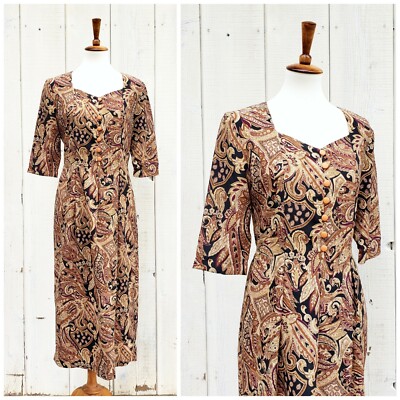Vintage 90s Studio by Pat Argenti Paisley Print Midi Dress Size 8-image