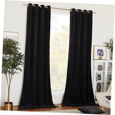  Halloween Black Curtains Patio Blackout Velvet Curtain Panels, Media Movie -image