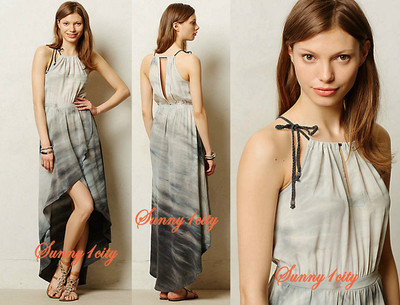 NWT M L Anthropologie Dip-Dyed Tulip Silk Dress By Gyps 05, High-Low Adorable-image