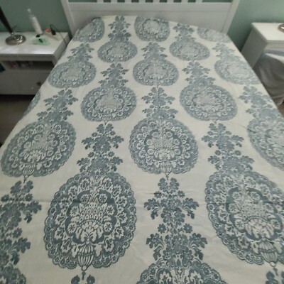Pottery Barn Duvet 100% Cotton Blue Off-white Medallion  Full Queen-image