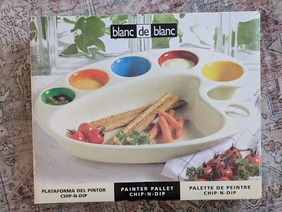 Artist Painters Palette Ceramic Serving Tray Chip Dip Servin Dish Blanc De Blanc-image