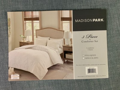 Ceiba Tufted Cotton Chenille Comforter Set, Full/Queen, White Leaf Pattern-image