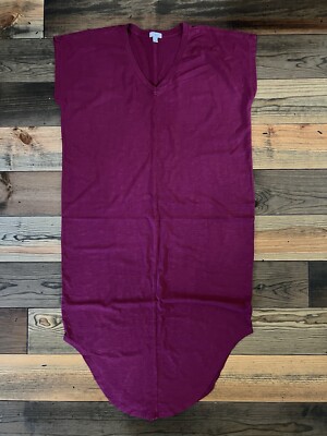 Dip 100% Organic Cotton V-Neck T-Shirt Dress Sleeveless Burgundy Women’s Size XL-image
