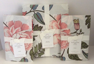 Pottery Barn KARINA QUEEN Duvet 2 Std Shams ~ Reverses to Black Background NEW-image