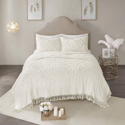Laetitia Lightweight 100% Cotton Quilt Set, Breathable Chenille Tufted, Shabb...-image