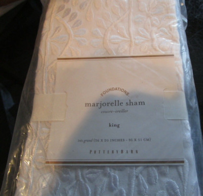 1 Pottery Barn Majorelle embroidered  King sham white  New -image