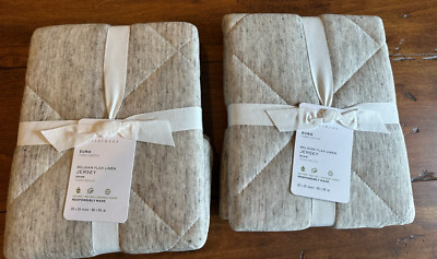 Set of 2 Pottery Barn Belgian Flax Linen Jersey EURO Comforter Sham NEW Flax-image
