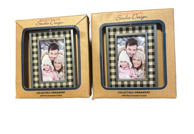 Set 2 Regent Square Studio Design Family Photo Collectible Ornament W/ Crystal-image