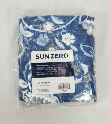 Sun Zero Blue Floral Jorah Thermal Insulated Grommet Curtain Panel, 40