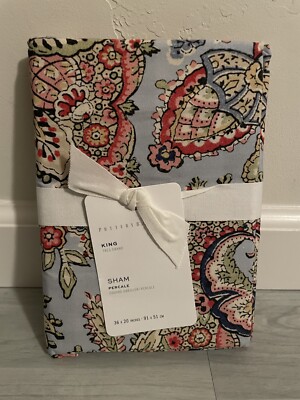 New Pottery Barn Flora King Sham Paisley Blue-image