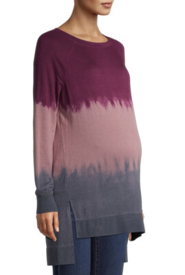 Time and Tru Maternity Tunic Top Warm Dip Dye Sz: M, L, 2X-image