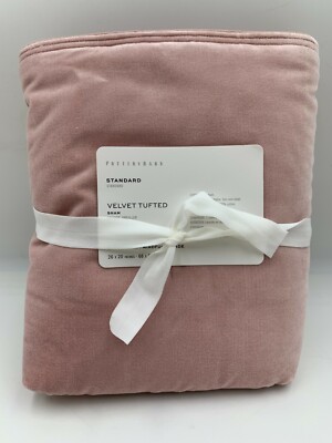 Pottery Barn Velvet Tufted Quilted Cotton Sham Standard Blush #C206-image