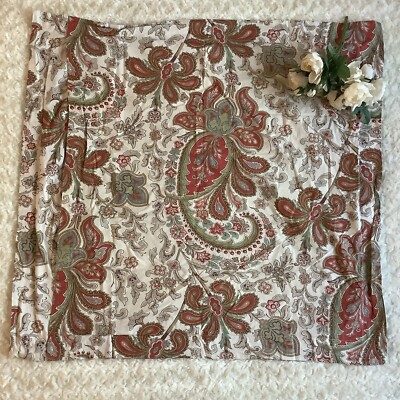 1 Pottery Barn 2012 beige deep red paisley Euro pillow sham cover 29