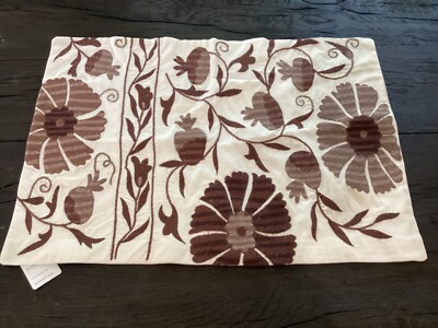 Pottery Barn Montrose Suzani Embroidered Lumbar Pillow cover 20 x 30 NEW rosewod-image