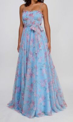 City Studio Juniors' Women's Blue Floral Bustier Sweetheart Dress Size 11/12-image