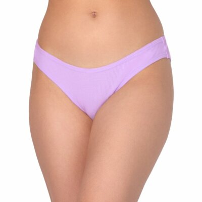 No Boundaries Women's Cotton Dip Front Bikini Panties X-LARGE Purple Ribbed -image