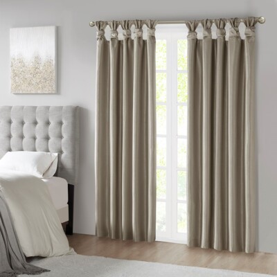 Twist Tab Total Blackout Window Curtain Panel Pewter 50x84
