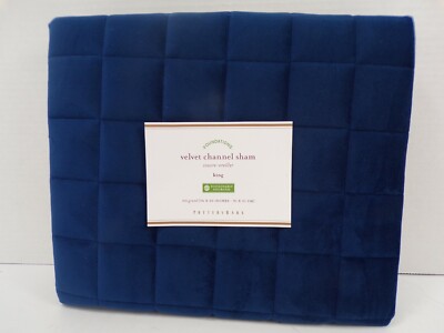 Pottery Barn Velvet Channel Sham King Twilight Blue #9721-image