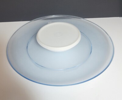 Tupperware 492 Preludio Blue Chip N Dip Serve Tray Plate w/491 White Cup 238 Lid-image