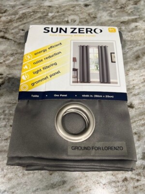 Sun Zero Room Darkening Window Curtain Gray 40