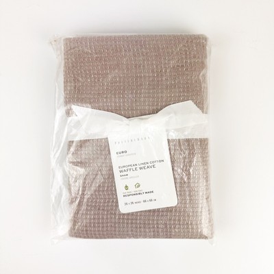 New Pottery Barn European Flax Linen Cotton Waffle Weave EURO Sham SMOKY QUARTZ-image