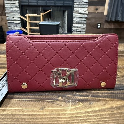 Studio Badgley Mischka Wine Quilted Long Cards Wallet NWT Vegan Leather $59 MSRP-image