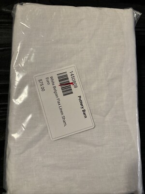1 Pottery Barn Belgian Flax Linen Sham white euro New Hemstitch-image