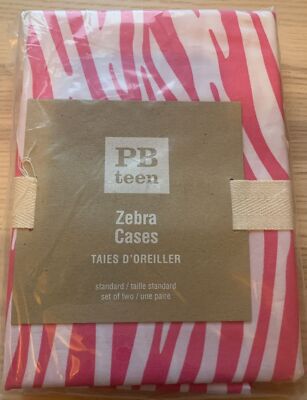 POTTERY BARN TEEN Pink/White Zebra Taie D'Oreiller Standard Sham NEW Tags-image