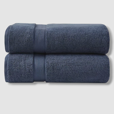 Madison Park Blue 2pc Cotton Bath Sheet Set-image