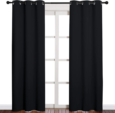 Halloween Thermal Insulated Black Blackout Curtains/Drapes 84 Inches Length 2 Pa-image