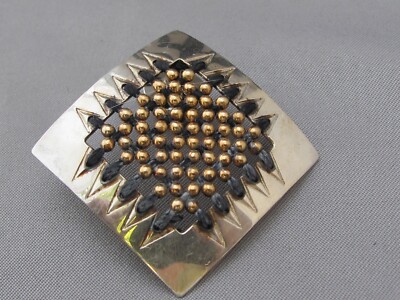 Fine SHARON M DONOVAN Studio Craft STERLING THREAD & GOLD BEADS Pin-Post Back-image