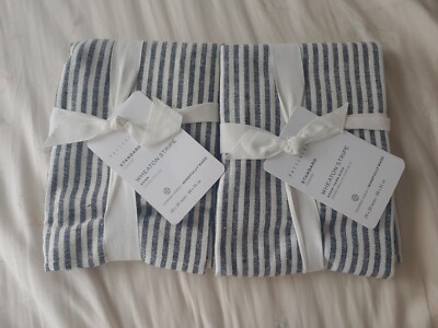 pottery barn Wheaton Striped 2 standard sham original $110 new navy new-image