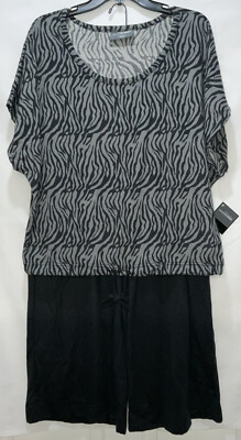 *2 Pc Set* Signature Madison Park (Size L) Lounge Set “Black Capri & Zebra Top”-image