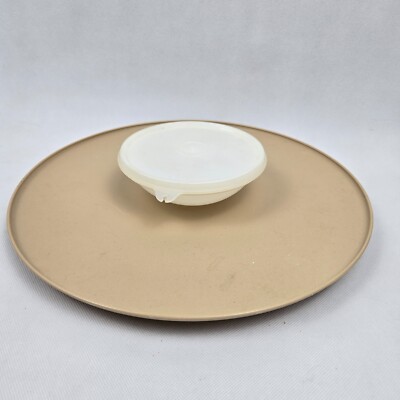 Tupperware Tan Dip-N-Serve  Tray White Dip Bowl & Lid 491-2  492-2 14