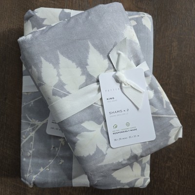 Pottery Barn King Shadow Floral Percale Duvet Cover & 2 King Shams New-image