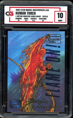1995 Marvel Masterpieces #44 EMOTION SIGNATURE SERIES Human Torch GRADED CG 10-image