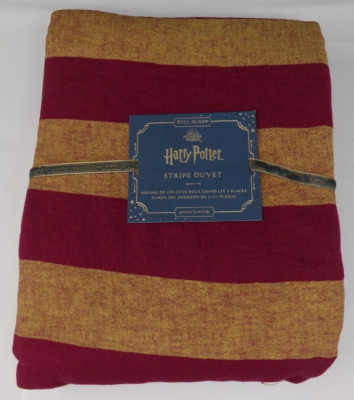 NWT-Pottery Barn Harry Potter Striped Duvet Cover Full/Queen Red Orange-Sm. Snag-image