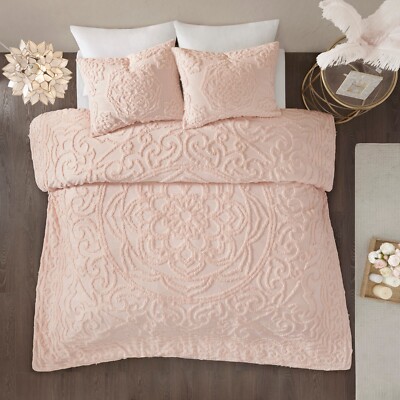 Madison Park Tufted 100% Cotton Chenille Medallion Duvet Cover Set Queen KIng-image