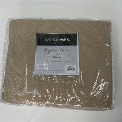 NWT Madison Park MP51N4932 Beige Egyptian Cotton Woven King Blanket-image