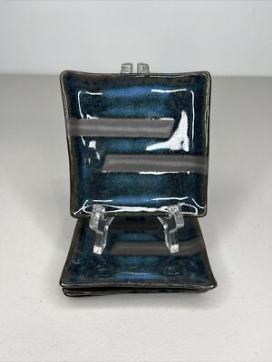 Art Studio Pottery Coasters Set of 4 Square Geometric Line Pattern-image