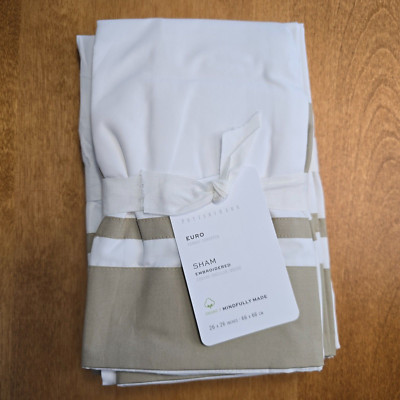 POTTERY BARN PARKER ORGANIC PERCALE SHAM SET (2) EURO ~ SIMPLY TAUPE-image