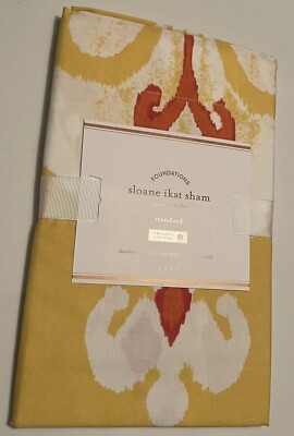 Pottery Barn Yellow Sloane Ikat Medallion Organic Cotton Standard Pillow Sham 1-image
