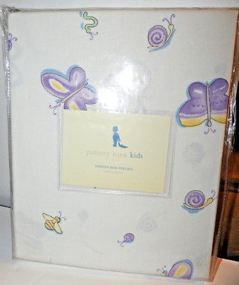 Pottery Barn Kids Toddler Duvet Garden Bug Percale Butterflies Purple-image