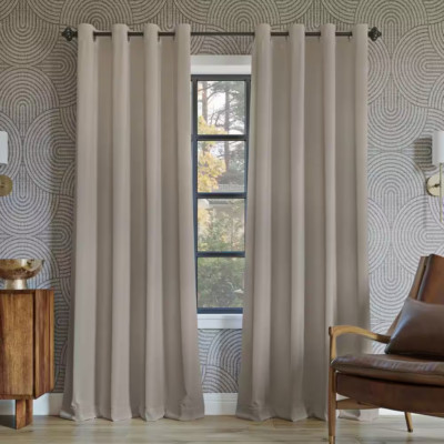 SUN ZERO Oslo Theater Grade Stone Polyester Solid 52 W x 108 L Blackout Curtain-image