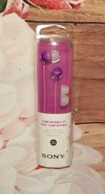 SONY MDR EX15LP FASHION COLORS, EX SERIES  EARBUD HEADPHONES BLUE & PURPLE-image