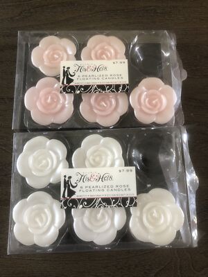 Studio His And Hers Floral Floating flower shaped Candles white And pink color-image