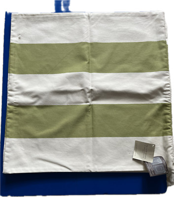 Pottery Barn Canvas Throw Pillow Covers, set of 2, Green and Ivory, NWT 20
