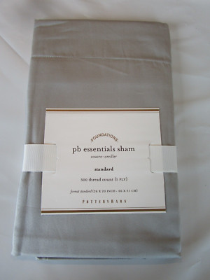 1 Pottery Barn Essentials 300 TC standard sham gray mist lining cut New-image