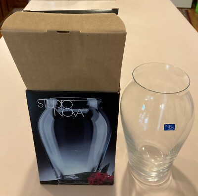 Vintage Studio Nova Clear Glass Flower Vase Urn Large 9 3/4