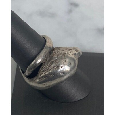 MEN'S HAND WROUGHT 925 STERLING SILVER DRAGON RING SIZE 7 SKY-image